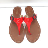Prada Thong Sandals Red Patent Leather Size 39.5 Flat Slides