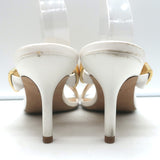 Veronica Beard Meena Metal-Strap Mules Cream Leather Size 8 Open Toe Sandals