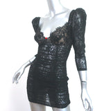 For Love & Lemons Ruched Lace Bustier Mini Dress Black Sz Extra Extra Small NEW