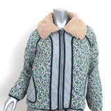 THE GREAT The Short Quilted Reversible Jacket Stone Blue/Floral Print Size 2