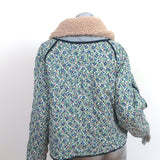 THE GREAT The Short Quilted Reversible Jacket Stone Blue/Floral Print Size 2