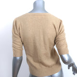 FRAME Cashmere Ruched Sleeve Sweater Taupe Size Small Scoop Neck Top