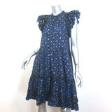 Ulla Johnson Joan Ruffle Dress Ultramarine Printed Cotton Size 10 NEW