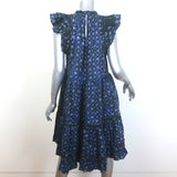 Ulla Johnson Joan Ruffle Dress Ultramarine Printed Cotton Size 10 NEW