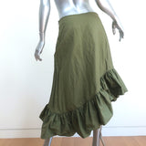 Marques'Almeida Ruffled One Shoulder Top & Skirt Set Olive Size Medium/12 NEW