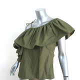 Marques'Almeida Ruffled One Shoulder Top & Skirt Set Olive Size Medium/12 NEW