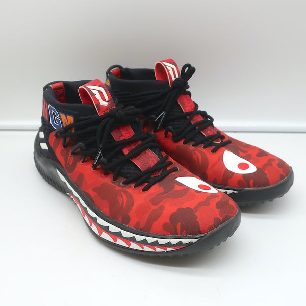 Adidas A Bathing Ape x Dame 4 Red Camo Sneakers Size 6.5 