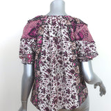 Ulla Johnson Puff Sleeve Top Arusi Fuchsia Printed Cotton-Silk Size 0