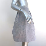 Prada Pleated Skirt Gray Embossed Silk-Blend Size 38