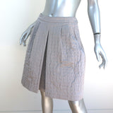 Prada Pleated Skirt Gray Embossed Silk-Blend Size 38