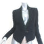Helmut Lang Jacket Black Leather-Trimmed Stretch Wool Size 0