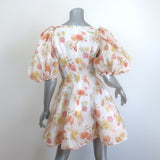 Zimmermann Tranquility Flip Puff Sleeve Mini Dress Cream Floral Print Size 0