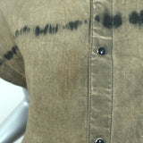 Christian Dior Tie Dye Snap Shirt Olive Cotton Size Small Short Sleeve Top