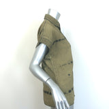 Christian Dior Tie Dye Snap Shirt Olive Cotton Size Small Short Sleeve Top