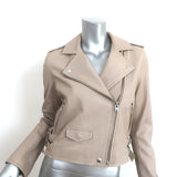 IRO Ashville Leather Moto Jacket Taupe Size 40
