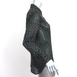 Saint Laurent Metallic Polka Dot Blouse Black/Gold Silk Size 42 Long Sleeve Top