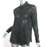 Saint Laurent Metallic Polka Dot Blouse Black/Gold Silk Size 42 Long Sleeve Top