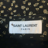 Saint Laurent Metallic Polka Dot Blouse Black/Gold Silk Size 42 Long Sleeve Top