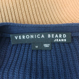 Veronica Beard JEANS Parula Tie Dye Puff Sleeve Cardigan Navy/Tan Size Medium