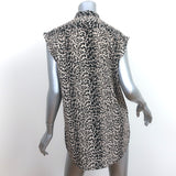Saint Laurent Sleeveless Button Up Blouse Leopard Print Silk Size 36