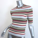 Veronica Beard Kavya Striped Short Sleeve Ribbed Sweater Multi Size Small NEW
