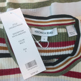 Veronica Beard Kavya Striped Short Sleeve Ribbed Sweater Multi Size Small NEW