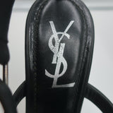 Yves Saint Laurent Y-Embossed Platform Sandals Black Leather Size 37