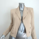 L'Agence Dolly Cropped Blazer Sand Linen Size Small Double Breasted Jacket