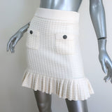 The Kooples Ruffled Hem Knit Skirt Ecru Cotton-Blend Size 1 NEW