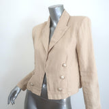 L'Agence Dolly Cropped Blazer Sand Linen Size Small Double Breasted Jacket