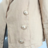 L'Agence Dolly Cropped Blazer Sand Linen Size Small Double Breasted Jacket