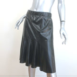 Akris Punto Vegan Leather Flounce Skirt Black Size US 14 NEW