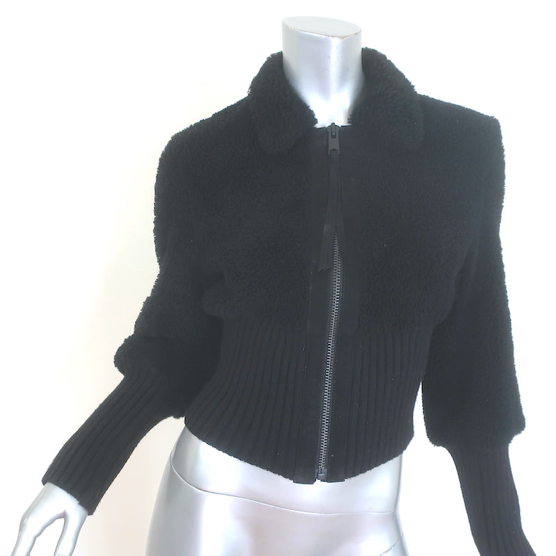 AllSaints Adria Shearling Bomber Jacket Black Size Medium