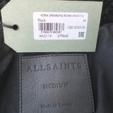 AllSaints Adria Shearling Bomber Jacket Black Size Medium NEW