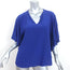 Hermes Cape Sleeve Blouse Cobalt Silk Size 38 V-Neck Top