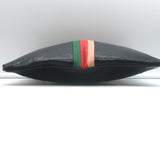 Clare V. Croc-Embossed Striped Flat Clutch Black Leather NEW