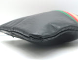 Clare V. Croc-Embossed Striped Flat Clutch Black Leather NEW