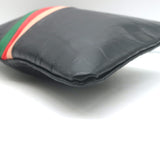 Clare V. Croc-Embossed Striped Flat Clutch Black Leather NEW