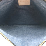 Clare V. Croc-Embossed Striped Flat Clutch Black Leather NEW