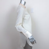 Brunello Cucinelli Contrast-Neck Blouse Ivory Stretch Silk Size Large