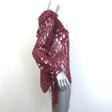 Veronica Beard Brooks Tie-Sleeve Blouse Burgundy Metallic Silk Size 6 NEW