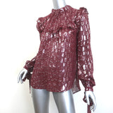 Veronica Beard Brooks Tie-Sleeve Blouse Burgundy Metallic Silk Size 6 NEW