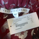 Veronica Beard Brooks Tie-Sleeve Blouse Burgundy Metallic Silk Size 6 NEW