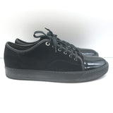 Lanvin DBB1 Cap Toe Low Top Sneakers Black Suede & Patent Leather Size 9