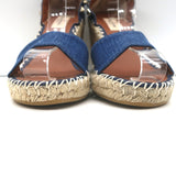 Valentino Denim Rockstud Espadrille Wedge Sandals Blue Leather Size 36 NEW