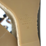 Valentino Denim Rockstud Espadrille Wedge Sandals Blue Leather Size 36 NEW