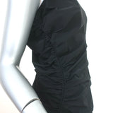 Bottega Veneta Ruched Fit & Flare Mini Dress Black Stretch Nylon Size 40