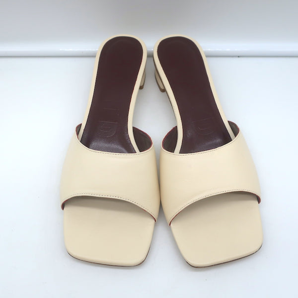 Louis Vuitton - Leather Slide Kitten Heel Bow Mules Ivory 39