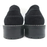 Jimmy Choo Deanna Crystal-Trim Shearling Penny Loafers Black Suede Size 39
