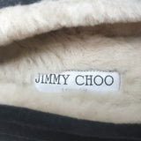 Jimmy Choo Deanna Crystal-Trim Shearling Penny Loafers Black Suede Size 39